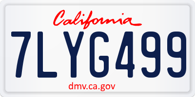CA license plate 7LYG499
