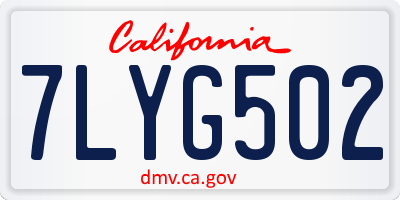CA license plate 7LYG502
