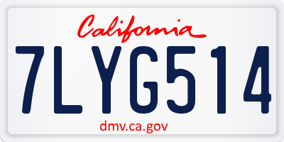 CA license plate 7LYG514