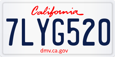 CA license plate 7LYG520