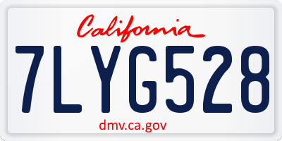 CA license plate 7LYG528