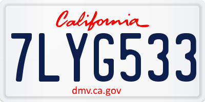 CA license plate 7LYG533