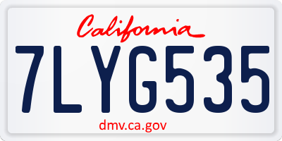 CA license plate 7LYG535