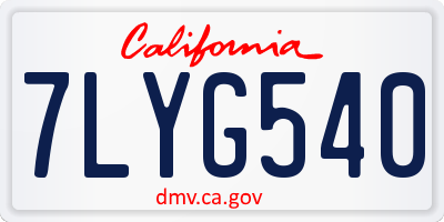 CA license plate 7LYG540