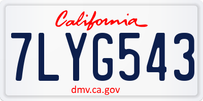 CA license plate 7LYG543