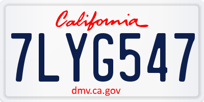 CA license plate 7LYG547