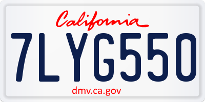 CA license plate 7LYG550