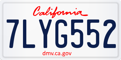 CA license plate 7LYG552
