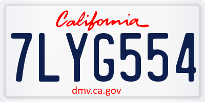 CA license plate 7LYG554