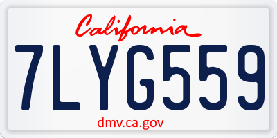 CA license plate 7LYG559