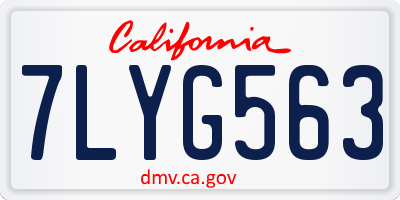 CA license plate 7LYG563