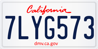CA license plate 7LYG573
