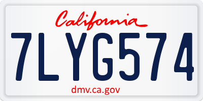 CA license plate 7LYG574