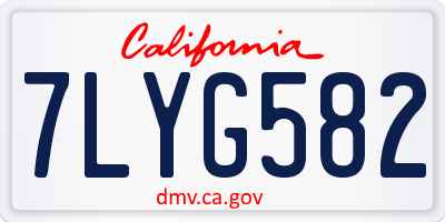 CA license plate 7LYG582