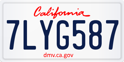 CA license plate 7LYG587
