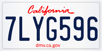 CA license plate 7LYG596