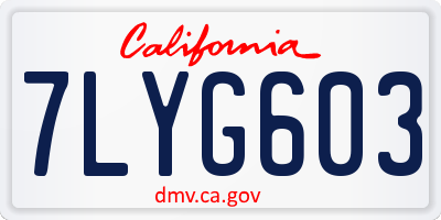 CA license plate 7LYG603