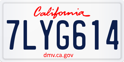 CA license plate 7LYG614