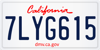 CA license plate 7LYG615