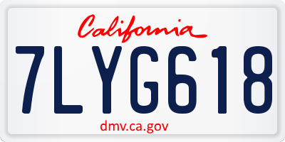 CA license plate 7LYG618