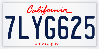 CA license plate 7LYG625
