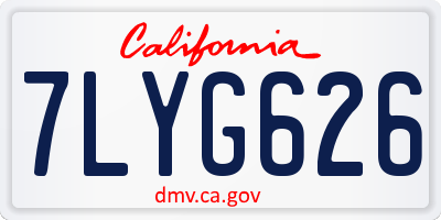 CA license plate 7LYG626