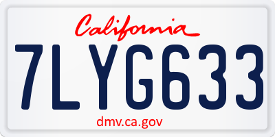 CA license plate 7LYG633