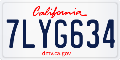 CA license plate 7LYG634