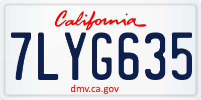 CA license plate 7LYG635