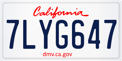 CA license plate 7LYG647