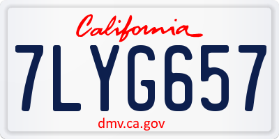 CA license plate 7LYG657