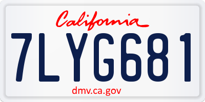 CA license plate 7LYG681