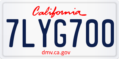 CA license plate 7LYG700