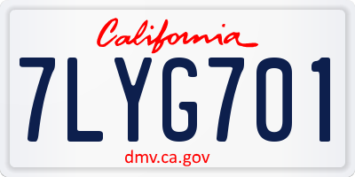 CA license plate 7LYG701