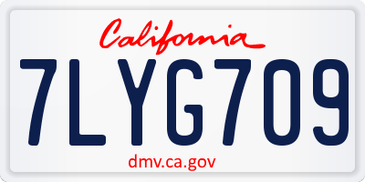 CA license plate 7LYG709