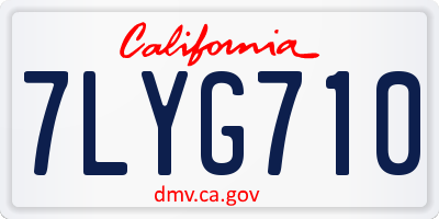 CA license plate 7LYG710