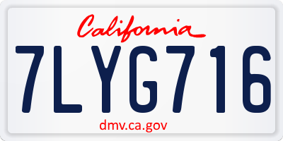 CA license plate 7LYG716