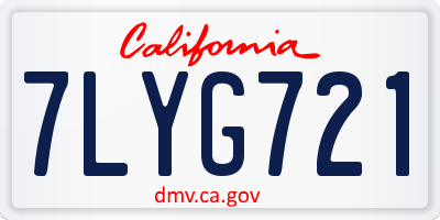 CA license plate 7LYG721