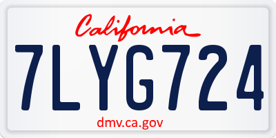 CA license plate 7LYG724