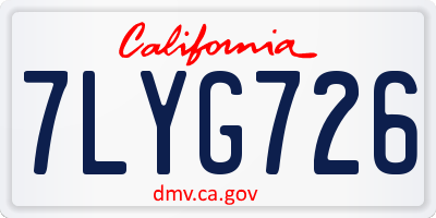 CA license plate 7LYG726