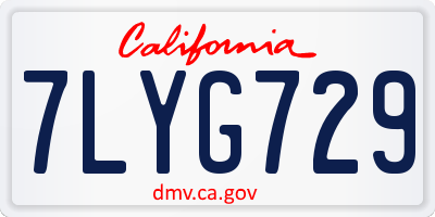 CA license plate 7LYG729