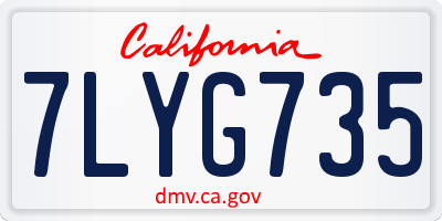 CA license plate 7LYG735