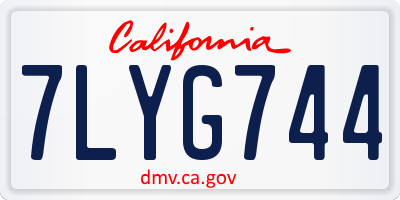 CA license plate 7LYG744