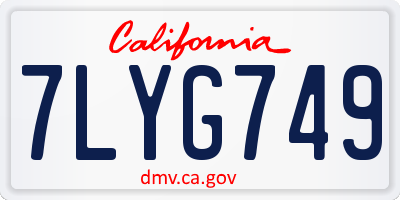 CA license plate 7LYG749