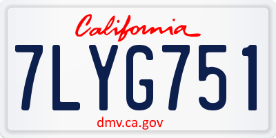 CA license plate 7LYG751