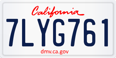 CA license plate 7LYG761