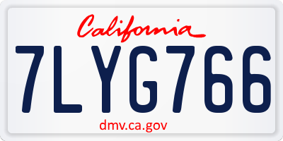 CA license plate 7LYG766