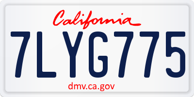 CA license plate 7LYG775