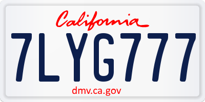 CA license plate 7LYG777