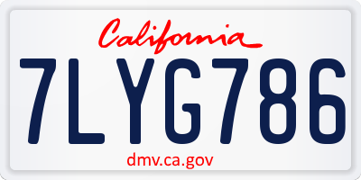 CA license plate 7LYG786